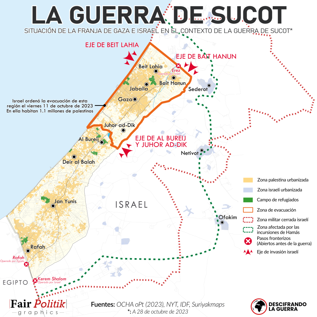 Mapa a color de la guerra de Gaza entre Israel y Hamás y otras facciones armadas palestinas