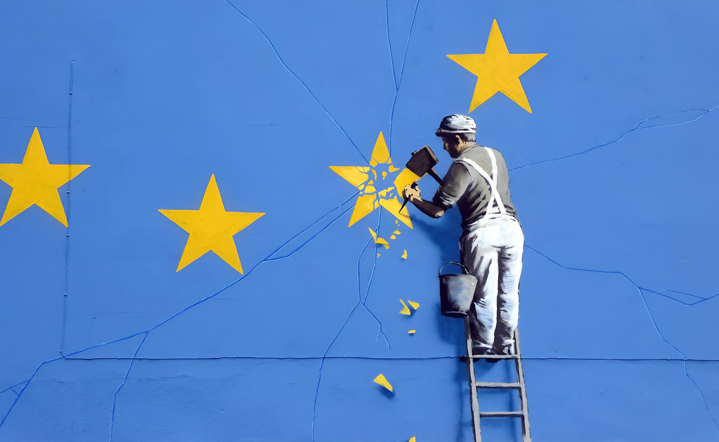 Mural de Banksy sobre el Brexit que en la actualidad puede reflejar también la decadencia de la Unión Europea.