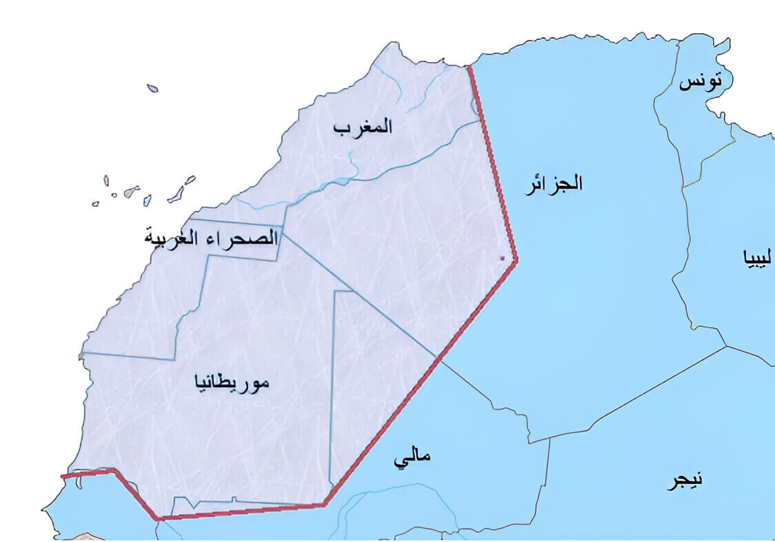 Mapa aproximado del Gran Marruecos, que incluye al Sáhara y Mauritania y partes de Argelia y Mali.
