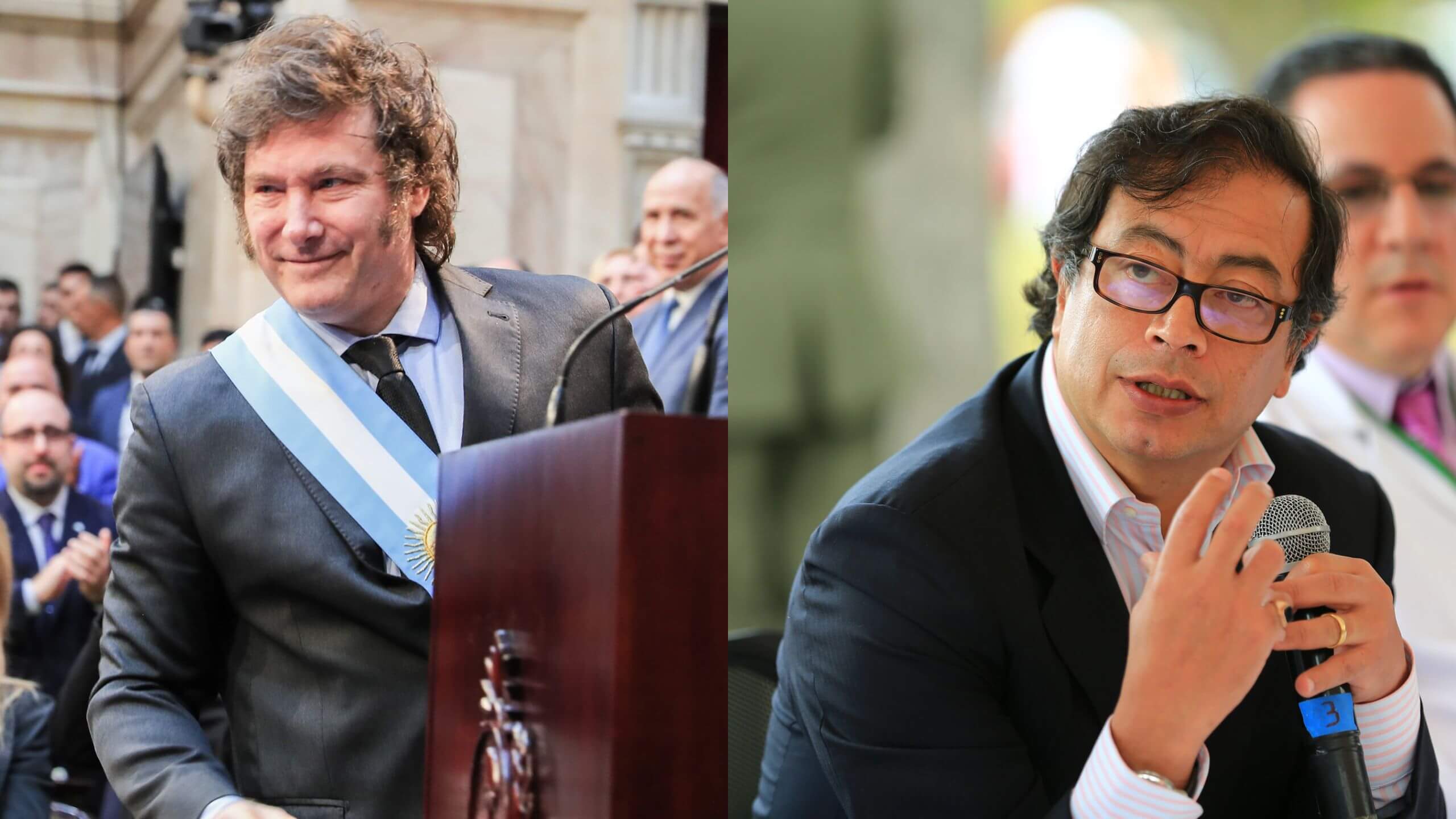 Javier Milei y Gustavo Petro, presidentes de Argentina y Colombia respectivamente.