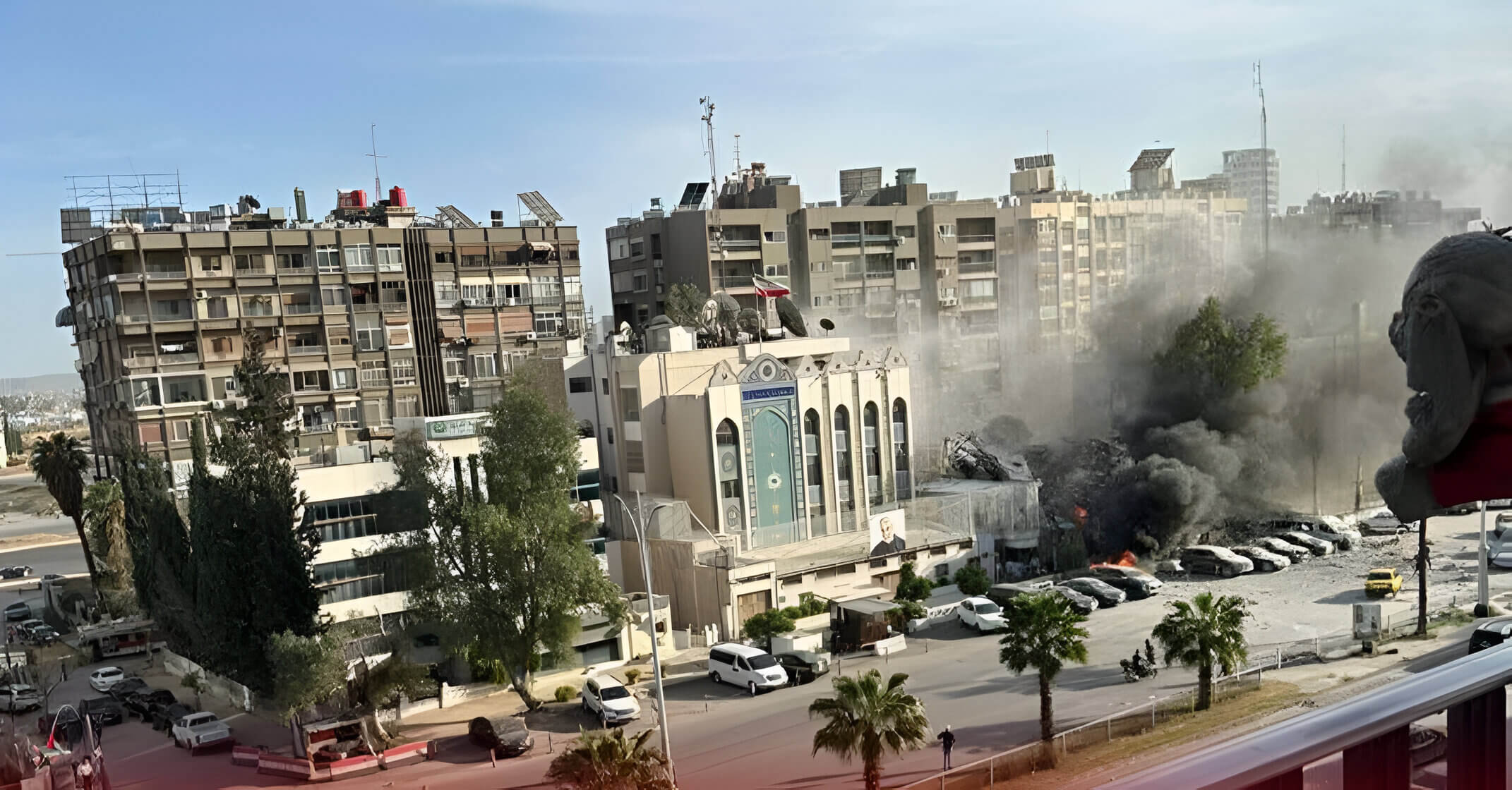 Consulado iraní en Damasco, Siria, atacado por la aviación israelí. Fuente: Rajanews - bajo CC BY 4.0 DEED