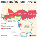 Mapa a color de los golpes de Estado que se han producido en la región del Sahel.