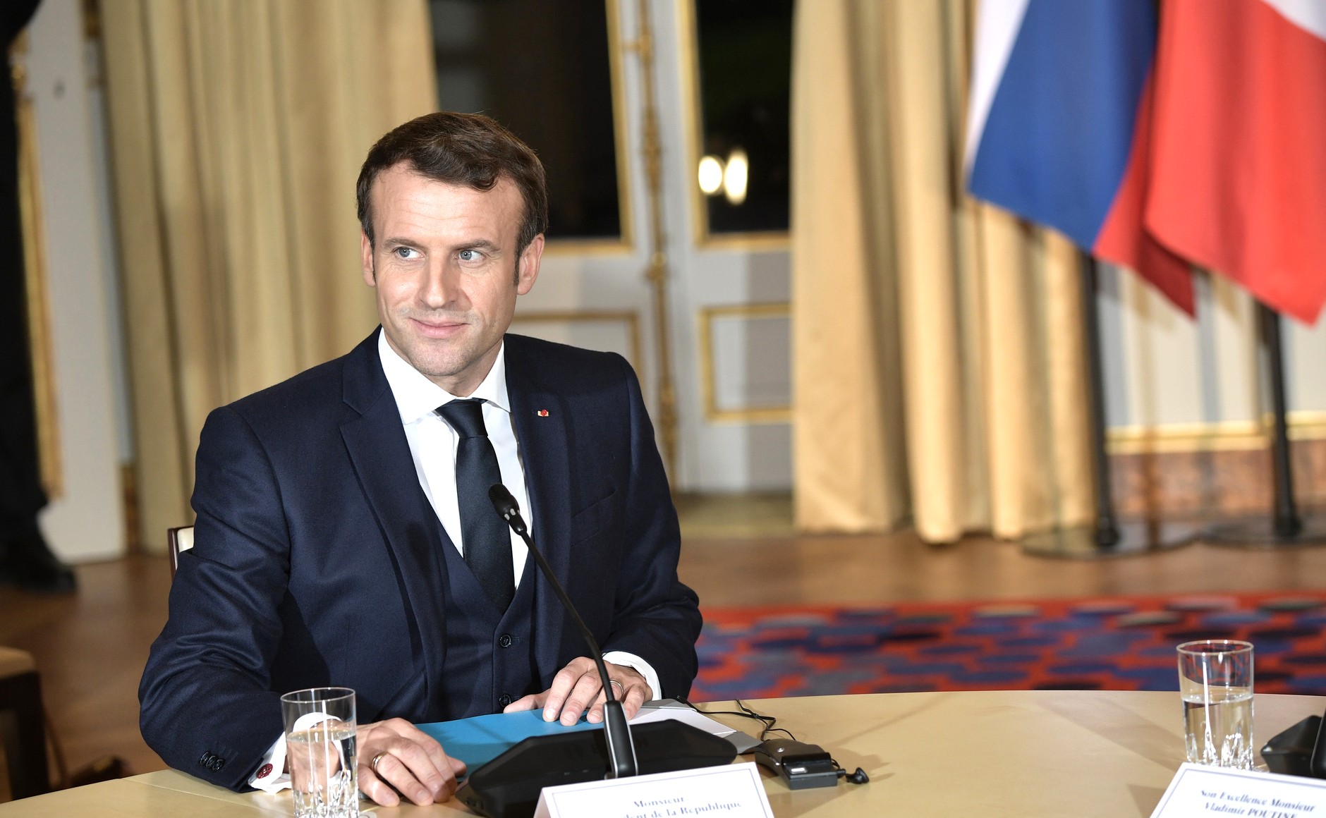 Emmanuel Macron, presidente de Francia, participa en el Cuarteto de Normandía en diciembre de 2019.