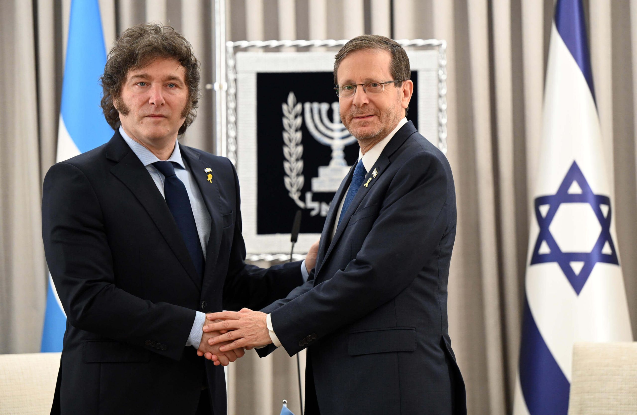 Javier Milei se reúne con el presidente de Israel, Isaac Herzog, en 2024.