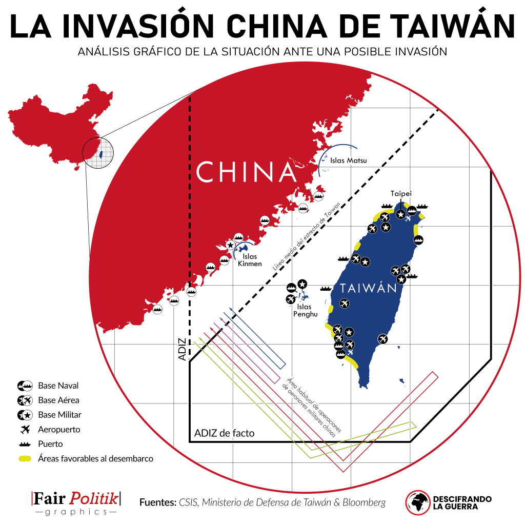 Mapa "La invasión china de Taiwán