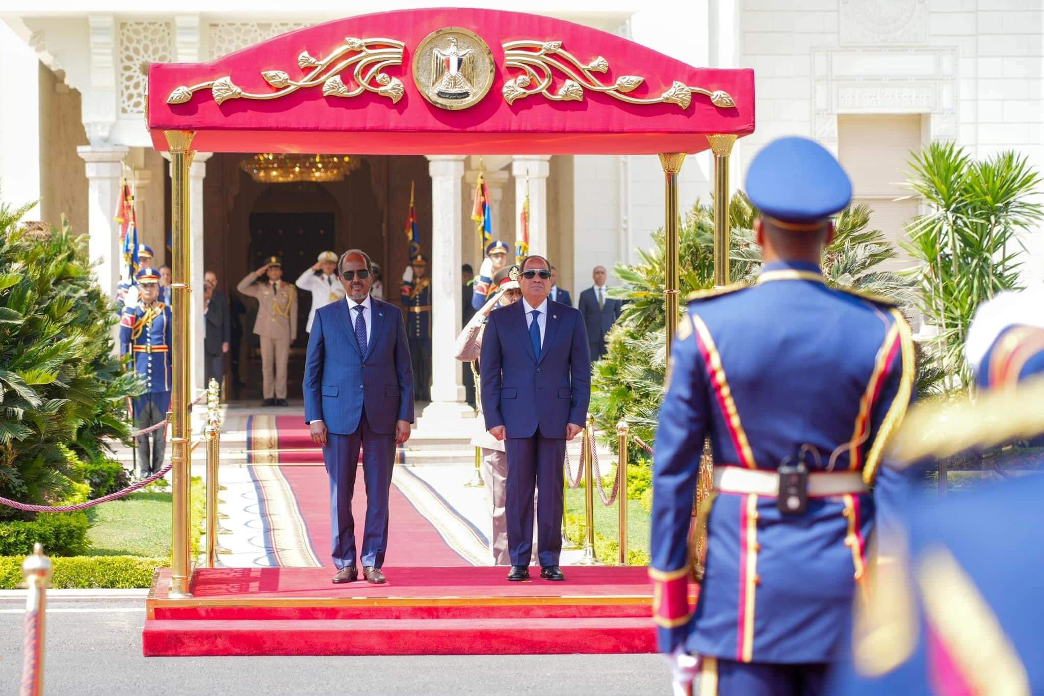 El presidente de Somalia, Hassan Sheikh Mohamud, se reúne con su homólogo egipcio, Abdelfatah El-Sisi, en El Cairo.