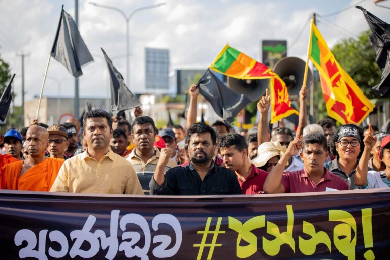 Anura Kumara Dissanayake, presidente de Sri Lanka, en una manifestación en 2022