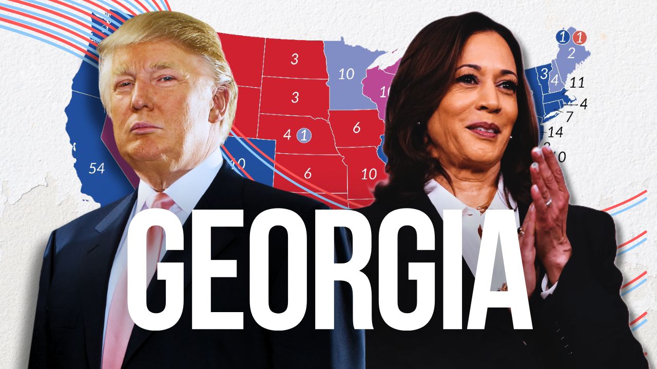 Donald Trump, candidato del Partido Republicano, y Kamala Harris, candidata del Partido Demócrata. Georgia otorga 16 compromisarios.