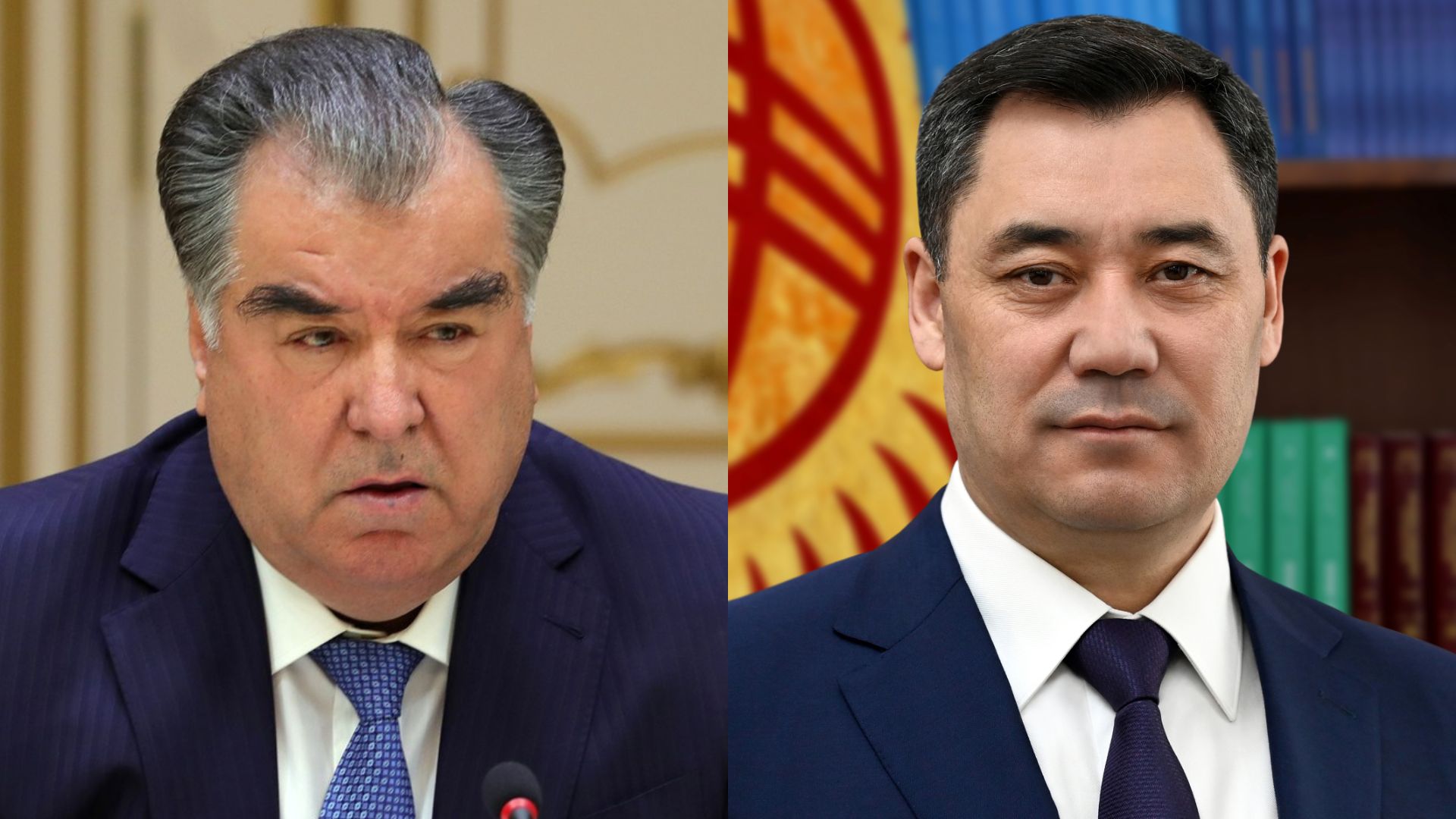 Emomali Rahmon, presidente de Tayikistán, y Sadyr Zhaparov, presidente de Kirguistán