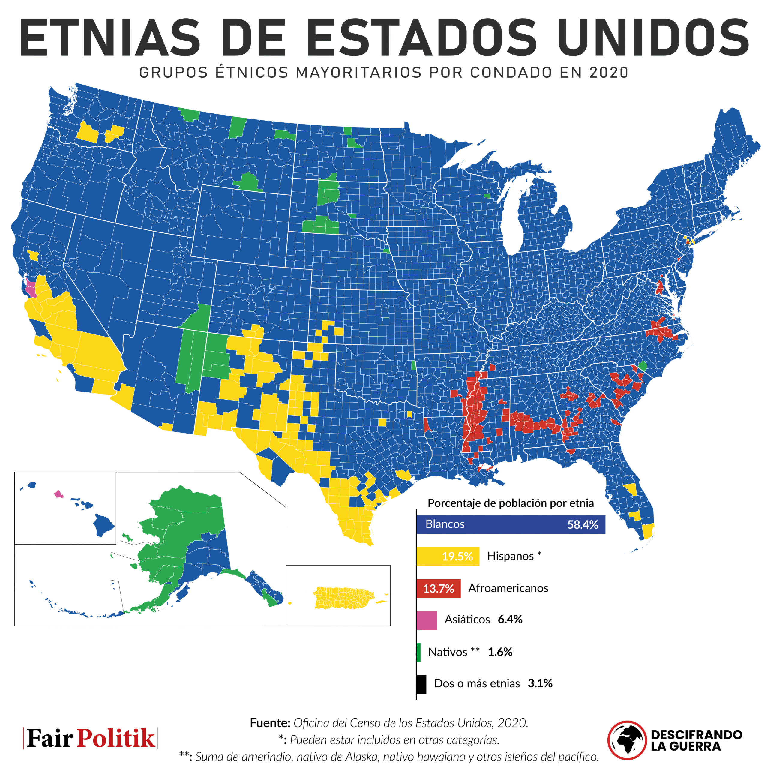 Mapa de las etnias en Estados Unidos