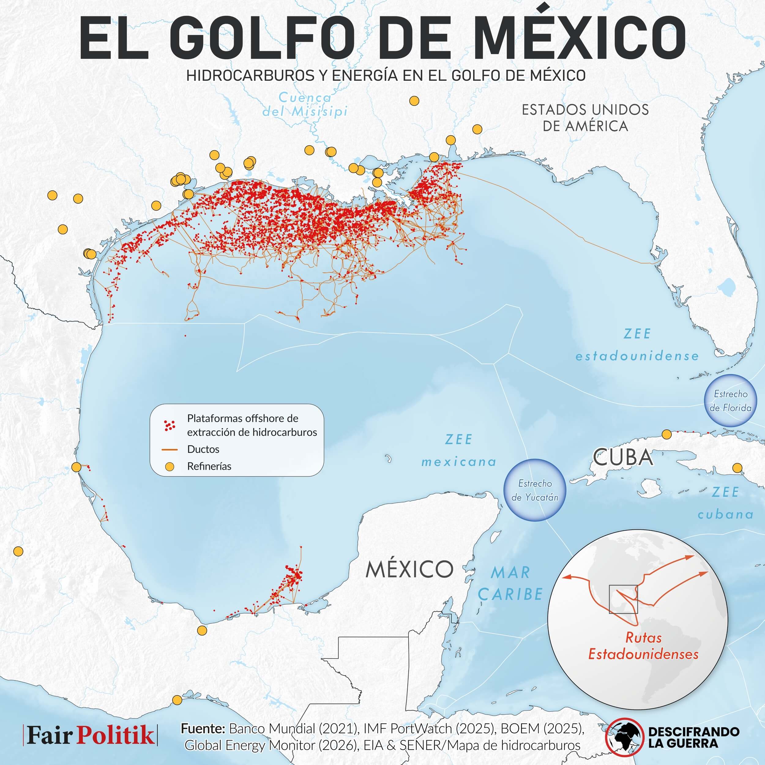 Hidrocarburos y energía en el golfo de México.